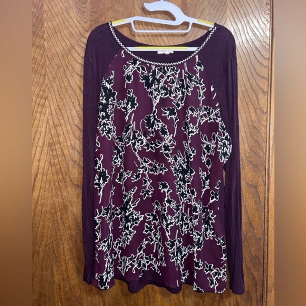 Maurices XXL long sleeve wine & black tee
